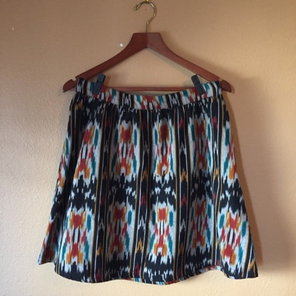 Mata Traders Cotton Fair Trade Ikat A-Line Skirt M
